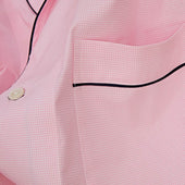 Pink Small Gingham Check Cotton Pyjamas With Navy Piping