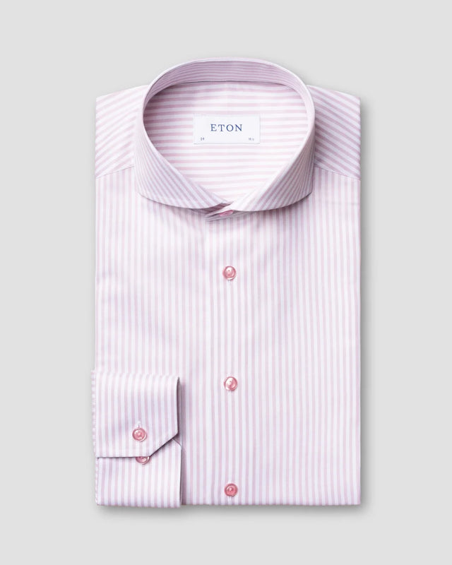 Rosa gestreiftes Signature-Twill-Hemd - Eton