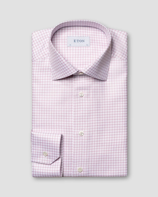 Rosa kariertes King-Twill-Hemd - Eton