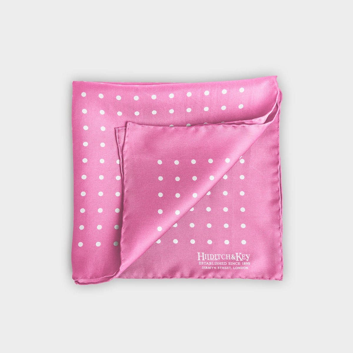 Pink White Medium Spot Silk Pocket Square