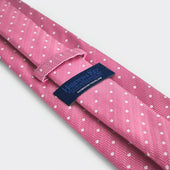 Pink White Spot Herringbone Silk Tie