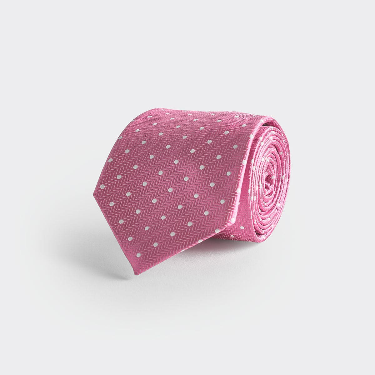 Pink White Spot Herringbone Silk Tie