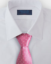 Pink White Spot Herringbone Silk Tie