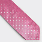 Pink White Spot Herringbone Silk Tie