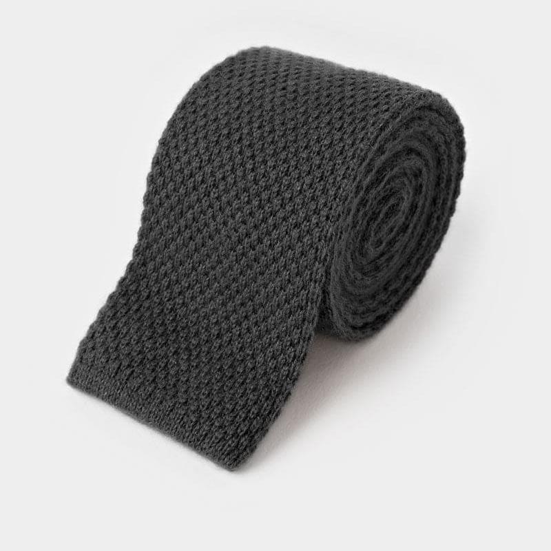 Plain Anthracite Knitted Cashmere Tie