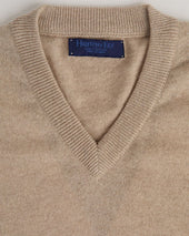 Beige V Neck Cashmere Sweater