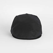 Black Linen Flat Cap