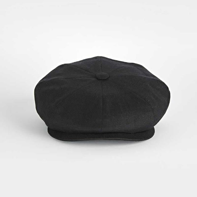 Black Linen Gatsby Cap