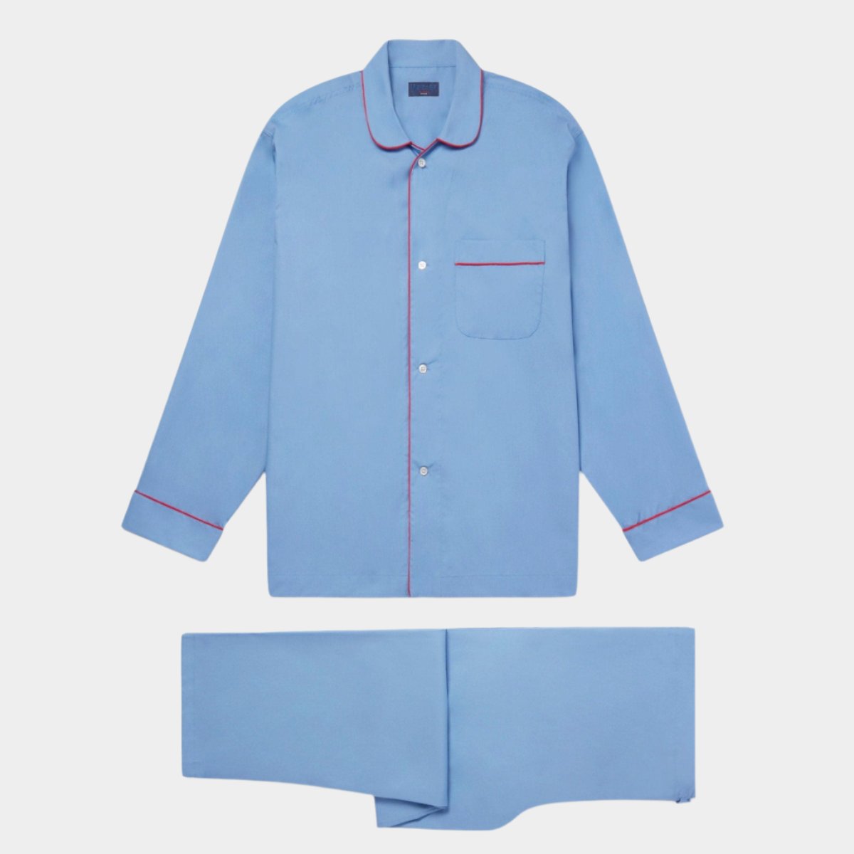 Plain Cotton Pyjamas With Red Piping
