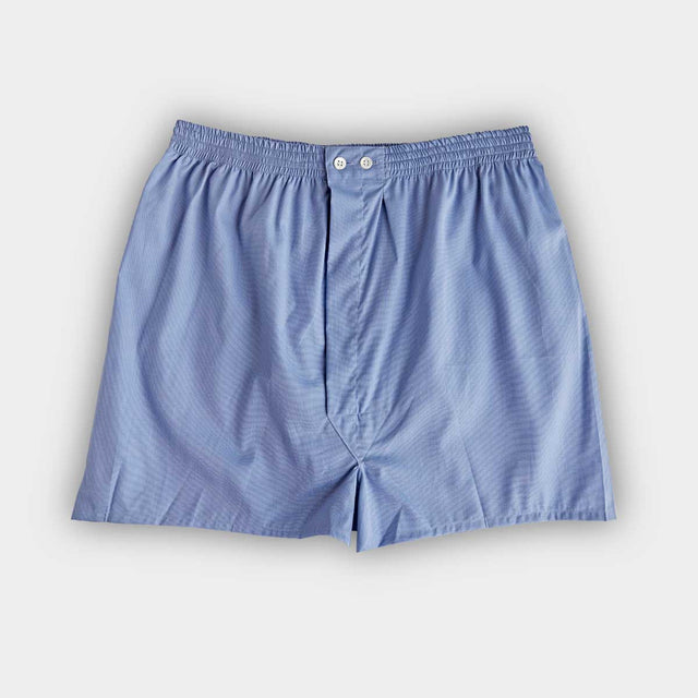 Classic Blue End-on-End Cotton Boxer Shorts
