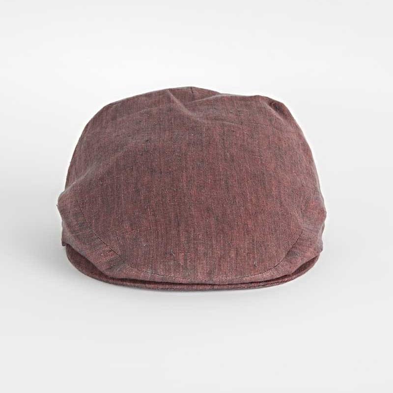 Claret Linen Flat Cap
