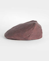 Claret Linen Flat Cap