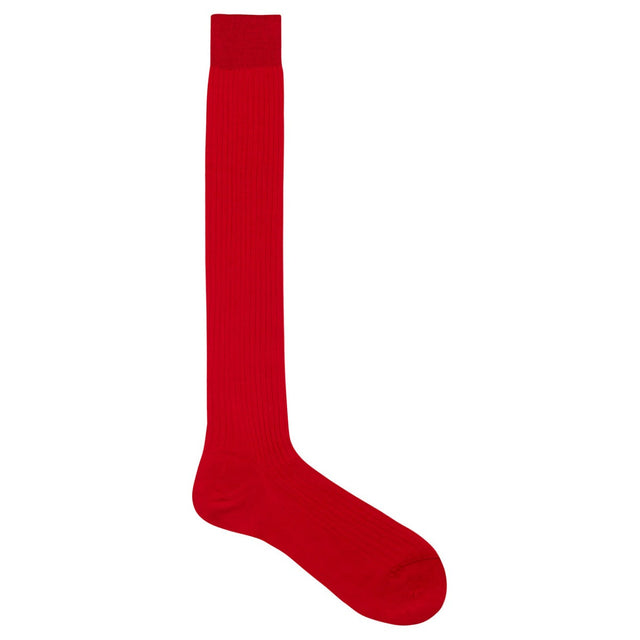 Plain Cotton Long Socks in Scarlet