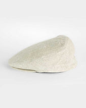 Beige Linen Flat Cap