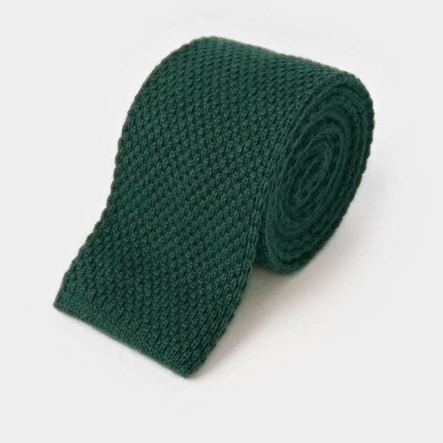 Plain Dark Green Knitted Cashmere Tie