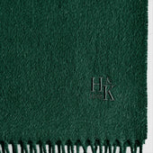 Plain Dark Green Narrow Width Pure Cashmere Scarf