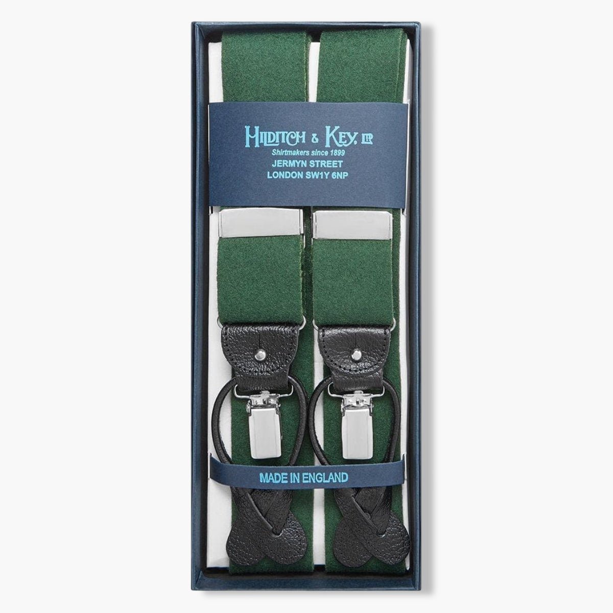 Plain Green Pure Wool Boxcloth Braces