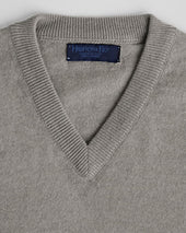 Grey V Neck Cashmere Sweater
