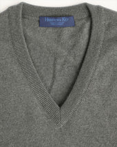 Dark Grey V Neck Cashmere Sweater