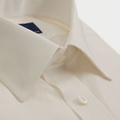 Contemporary Fit Plain Cotton Poplin Shirt With Classic Collar Two Button Cuff