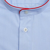 Plain Light End On End Cotton Nightshirt With Red Piping