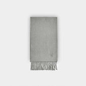 Plain Light Grey Narrow Width Pure Cashmere Scarf