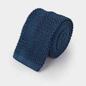 Plain Marine Knitted Silk Tie