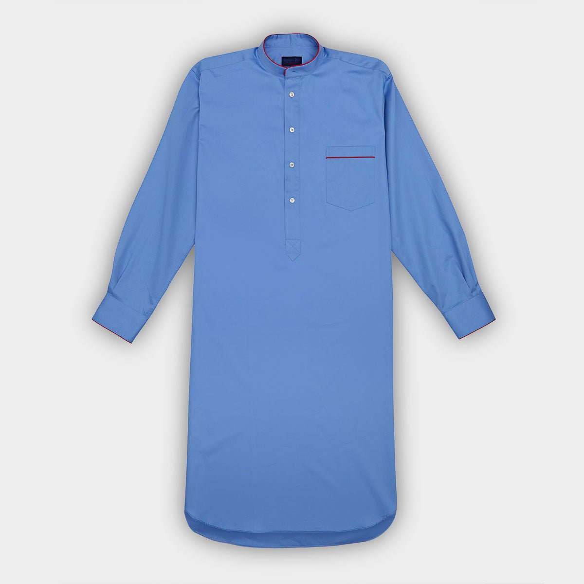 Plain Cotton Nightshirt With Red Piping
