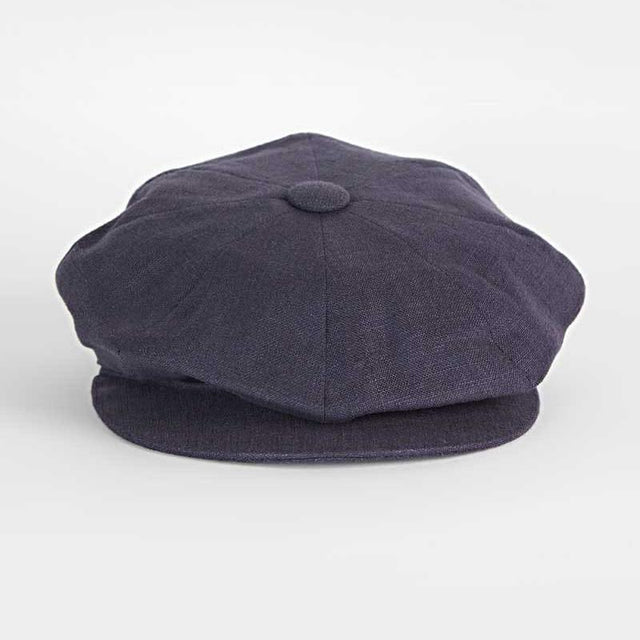 Navy Linen Gatsby Cap