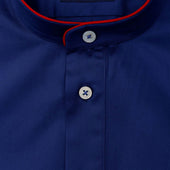 Plain Oxford Cotton Nightshirt With Red Piping