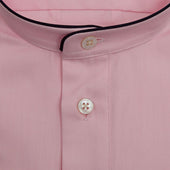 Plain Pink Cotton Twill Nightshirt With Navy Piping