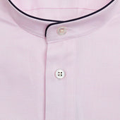 Plain Pink Textured Cotton Nightshirt With Navy Piping