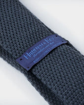 Plain Prussian Knitted Cashmere Tie