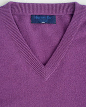 Purple V Neck Cashmere Sweater