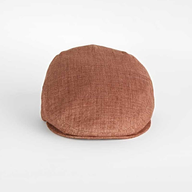 Rust Linen Flat Cap