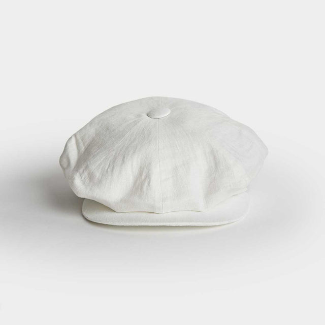 Plain White Linen Gatsby Cap