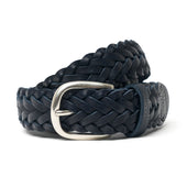 Plaited Navy Belt with Silver Buckle