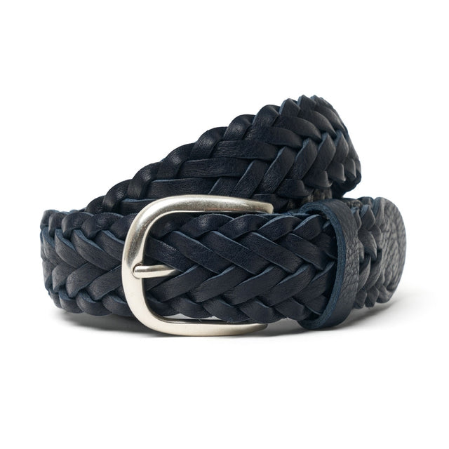 Plaited Navy Belt with Silver Buckle