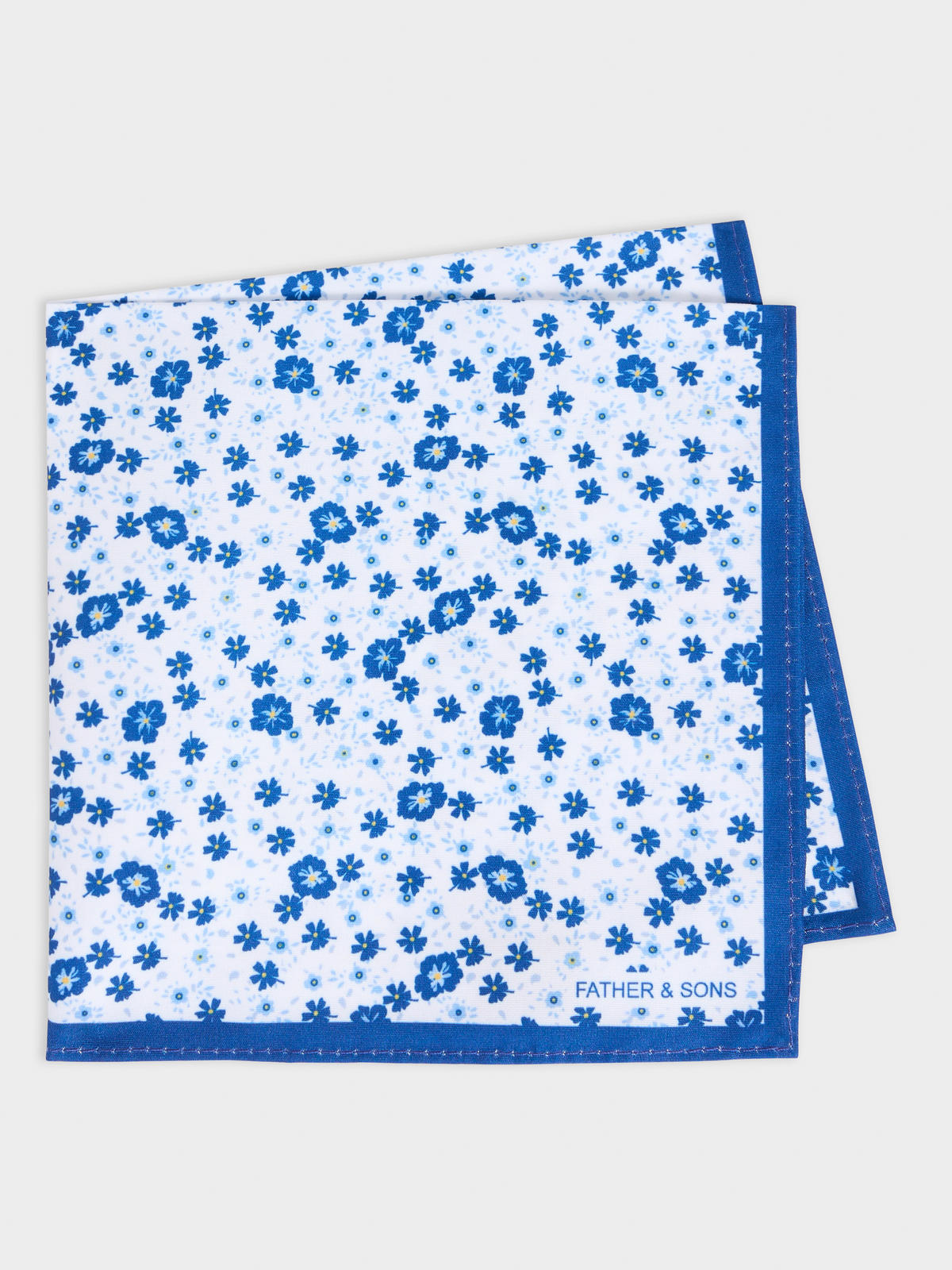 Pochette Motif Fleuri Bleu Azur