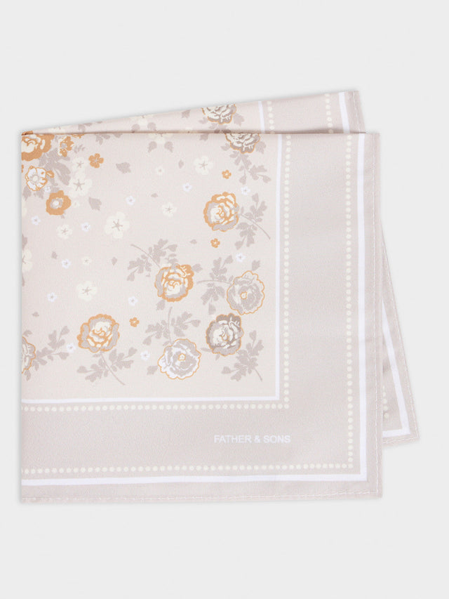Pochette beige à motif fleuri