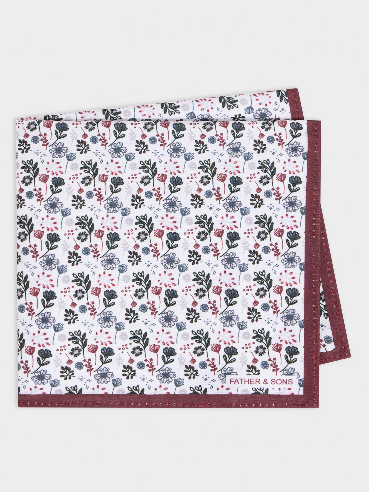 Pochette Motif Fleuri Bordeaux Et Gris