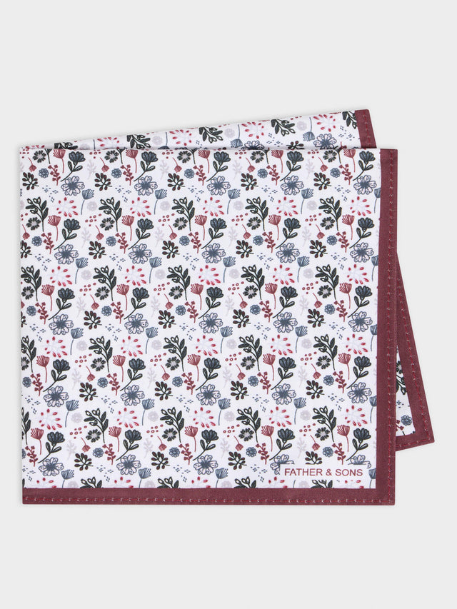 Pochette à motif fleuri bordeaux et gris