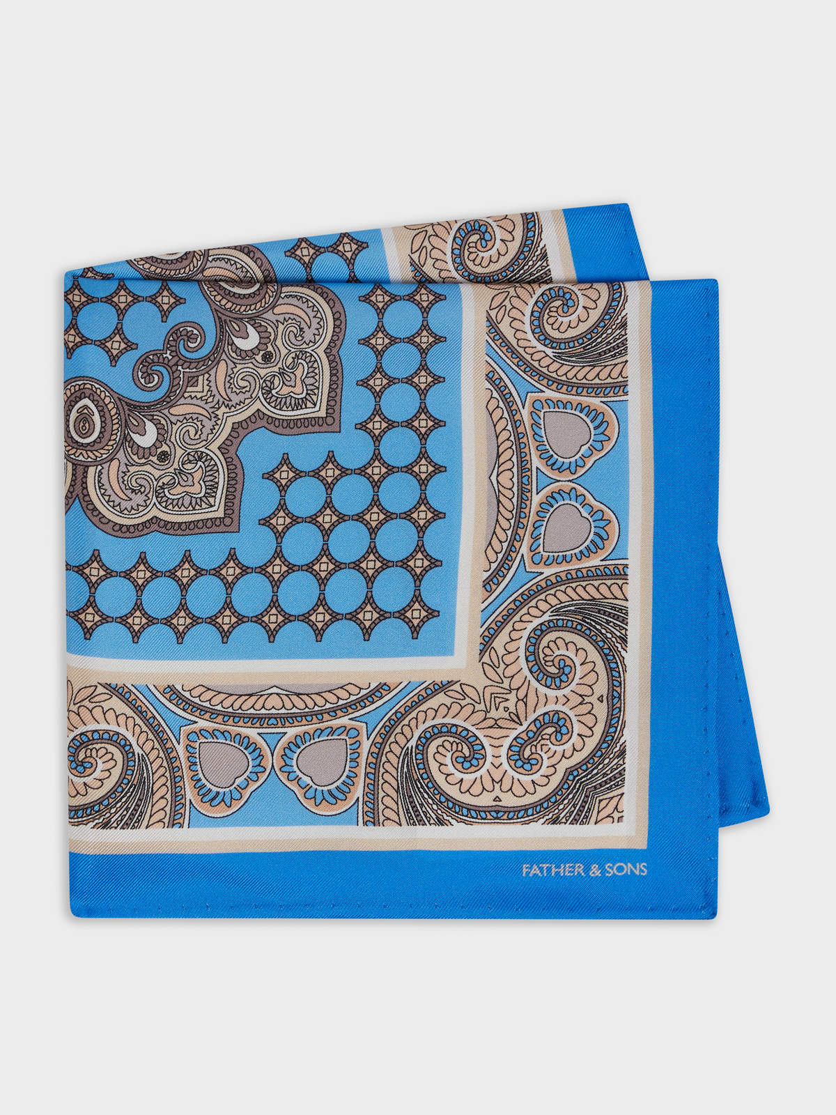 Pochette En Soie Bleu Azur Motif