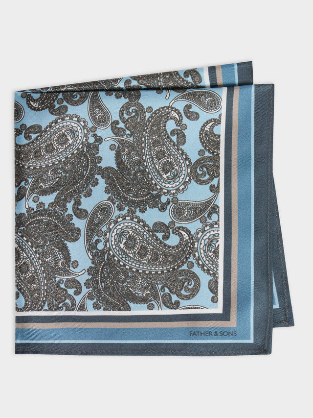 Pochette en soie bleu céruléen à motif