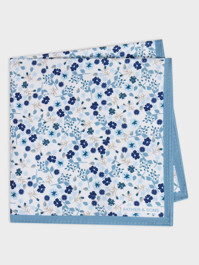 Pochette à motif fleuri bleu céruléen