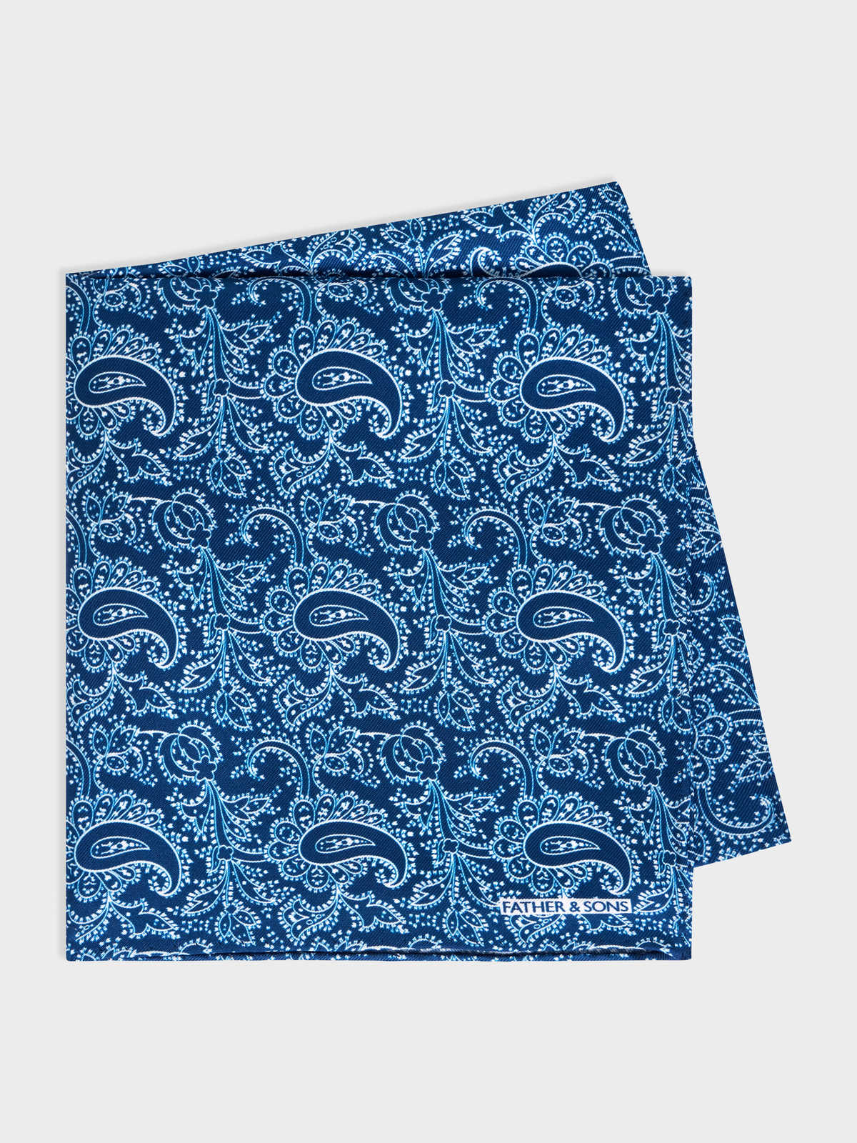 Pochette En Soie Bleu Indigo Motif Blanc
