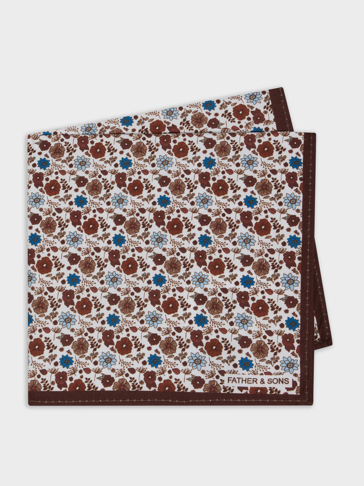 Pochette Motif Fleuri Marron