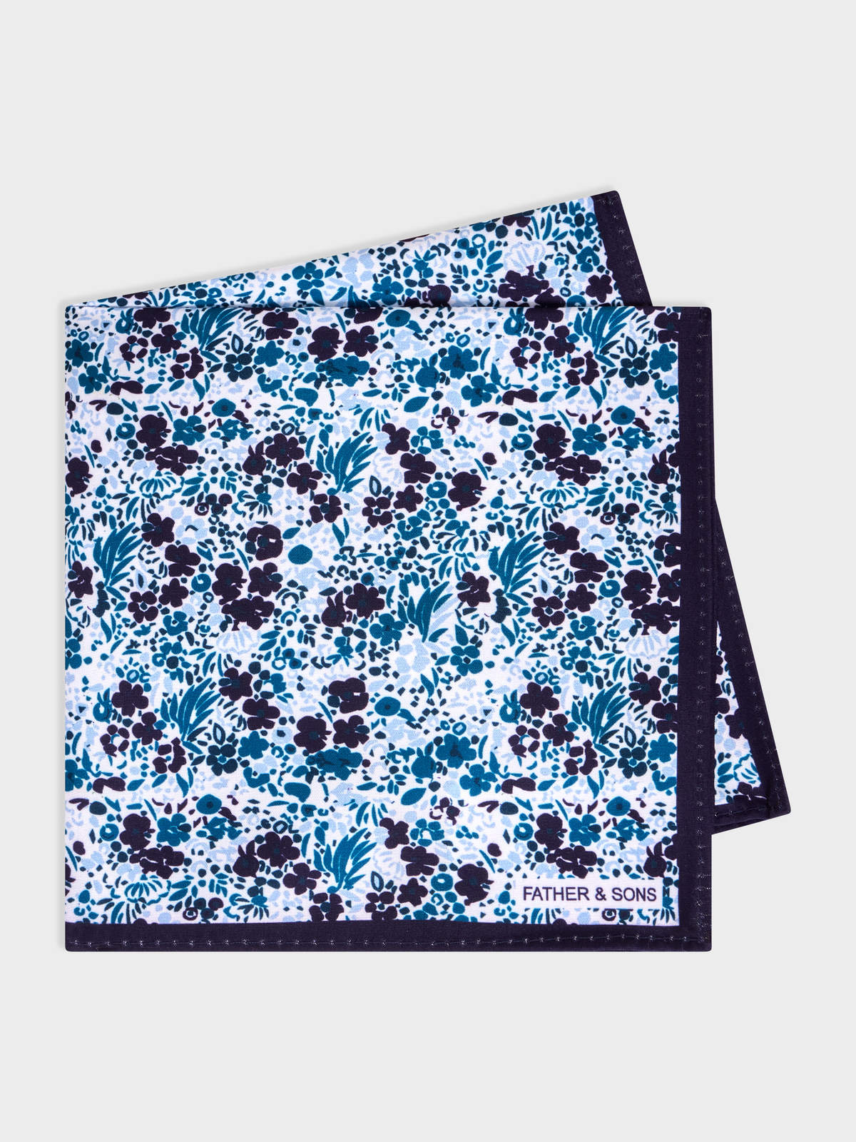 Pochette Aubergine Motif Fleuri Bleu