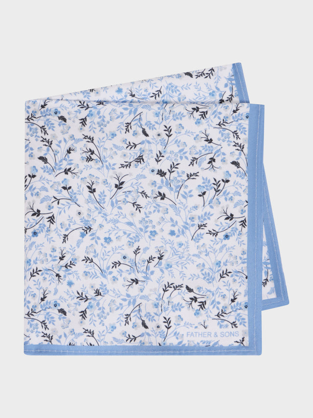 Pochette bleu azur à motif fleuri