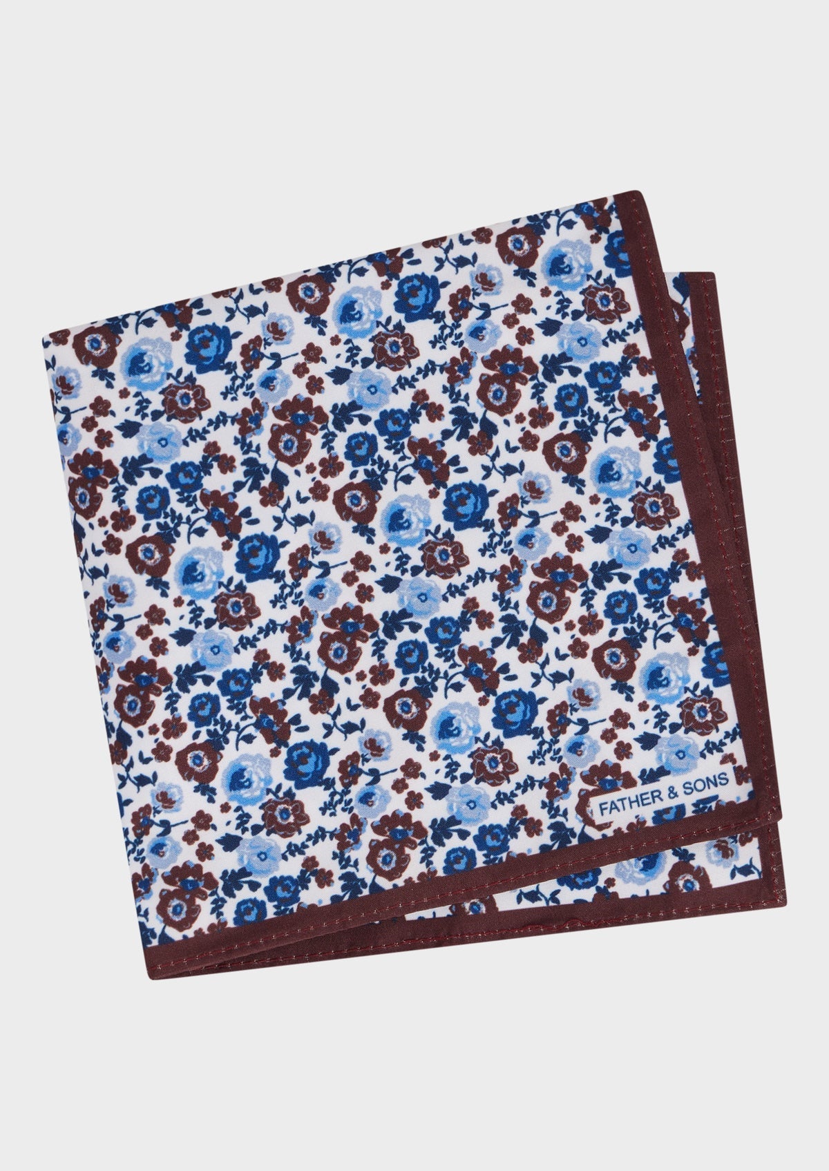 Pochette Blanche Motif Fleuri Bleu Et Bordeaux